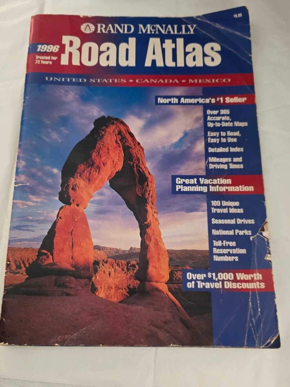 The product is a vintage 1996 Rand McNally Road Atlas